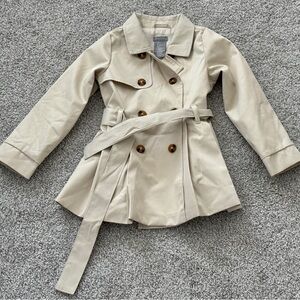 Toddler Girl’s Beige Trench Coat Size 4T, Children’s Pea Coat, Kid’s Jacket
